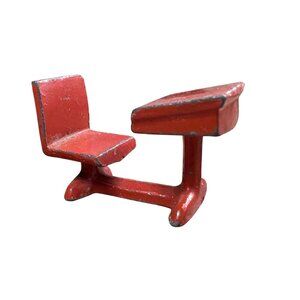 Vintage Lead Old Red School Desk 1.2" Tall 1950